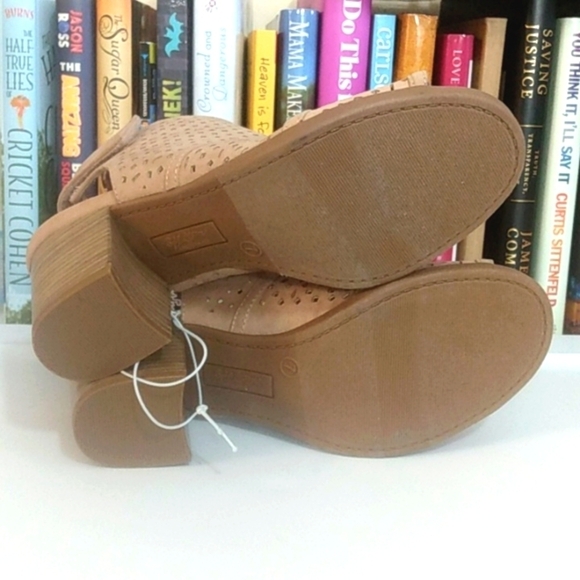 SELF ESTEEM TAN BLOCK HEEL OPEN TOE SLINGBACK MULE SANDALS SIZE 7 NWT - Picture 7 of 7
